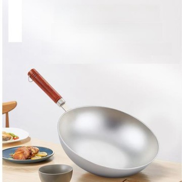 純鈦炒菜鍋連柄3.0mm厚無涂層的健康炒鍋圓底32/34/36/38cm
