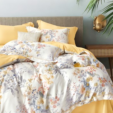 Prawear 巴麗維亞 60支100%天絲四件式兩用被床包組  玉谷金翡  雙人