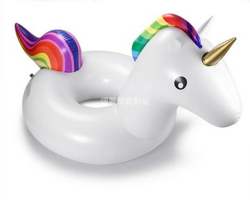 【台灣公司 可開發票】充氣獨角獸杯托杯座獨角獸游泳圈七彩虹飛天馬獨角獸浮排坐騎浮床