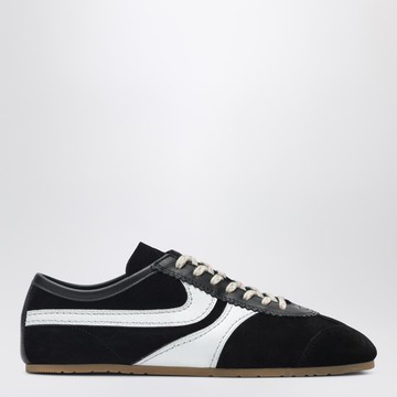 Black/white leather and suede sneakers