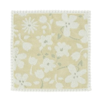 日本 午茶時光蕾絲花朵手帕-黃 約25×25cm (JN627-508-21)