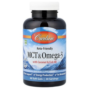 Carlson, 椰子魚油中鏈甘油三酯 + Omega-3，60 粒軟膠囊