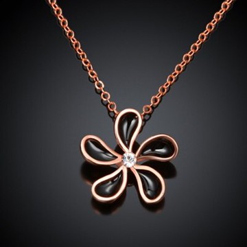 純銀項鍊 鍍18K金鑲鑽吊墜-時尚精美花瓣流行母親節生日禮物女飾品3色73ce270【獨家進口】【米蘭精品】