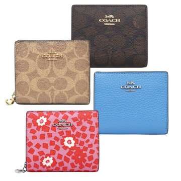COACH 立體馬車LOGO緹花/素面皮革零錢短夾 (多款可選)