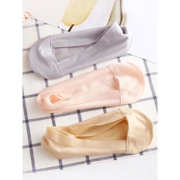 半淺口隱形船襪女超薄款透氣整圈硅膠防滑夏季純棉底低幫女短襪子