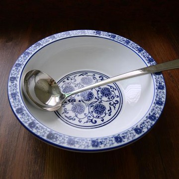 創意手繪青花陶瓷盤子大湯盤菜盤湯碟子酒飯店家用餐具圓羅漢深盤