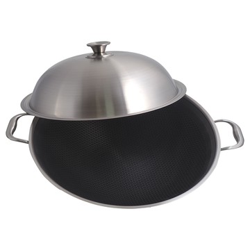 CLARE典鑽316不鏽鋼陶晶不沾炒鍋-40cm-雙耳-附蓋-1支