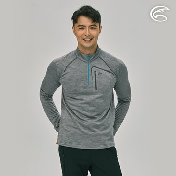 ADISI 男半門襟透氣快乾保暖中層衣(胸前口袋) AL2221063 (S-2XL)｜內裡鬆餅紋 磨毛 刷毛 彈性 排汗速乾 機能 休閒