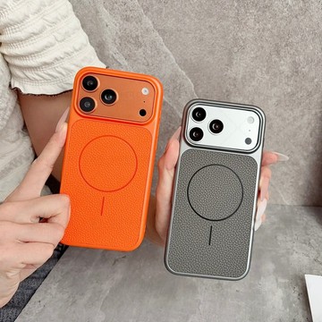荔枝紋細圈磁吸殼 適用於 iPhone18 17 16 pro 大孔手機殼 蘋果15 14 13 12 保護套 手機殼
