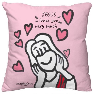 蘇妃藝術 Sophie Art 耶穌愛你 Jesus loves you 抱枕 軟絨毛