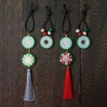 聖誕裝飾品 4 件組 | 蠶絲線聖誕掛飾 | 自然風聖誕樹掛飾 | 免運