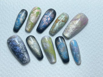 穿戴甲/手工繪製/酷炫貓眼編織紋