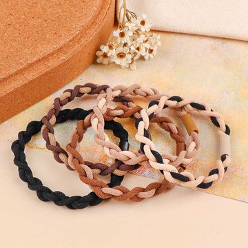 韓系O束5入雙色纏繞-奶茶色