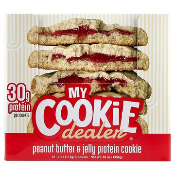 My Cookie Dealer Protein, 蛋白質餅乾片，花生醬，12 塊，每塊 4 盎司（113 克）