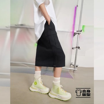 CONVERSE LONG WOVEN CARGO SKIRT 長裙 工裝裙 女 黑色_10026794-A04