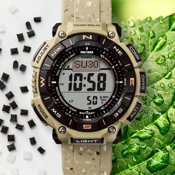 【CASIO 卡西歐】PRO TREK 戶外運動首選 卡其棕 太陽能電力 環保材質設計 PRG-340SC-5_51.7