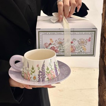 復古辦公室水杯女生高顏值咖啡杯精致陶瓷杯子套裝送閨蜜生日禮物