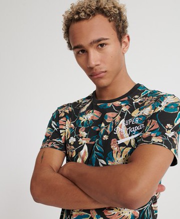 Superdry Men's Men's All Over Print Supply T-Shirt Black / Black Aop - Size: Xxxl