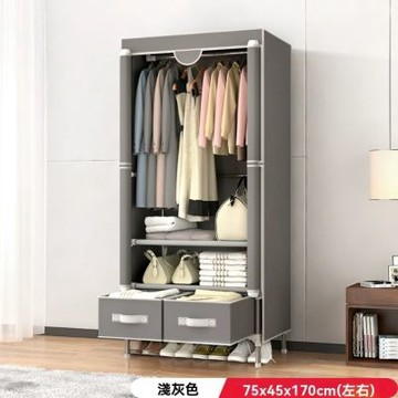 簡易衣櫃 寬75cm 布藝衣櫥 家用布衣櫃 出租房宿舍收納櫃 帶抽屜