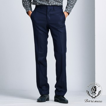 【BARONECE】純羊毛修身素面平面西褲_藍(618113-10)