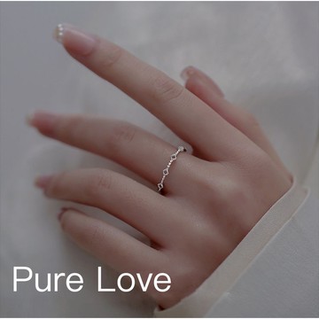 Pure Love樂芙 /正韓 銀飾【S925純銀】R0557簡約通體純銀菱形鏤空纖細開口戒指 / 銀