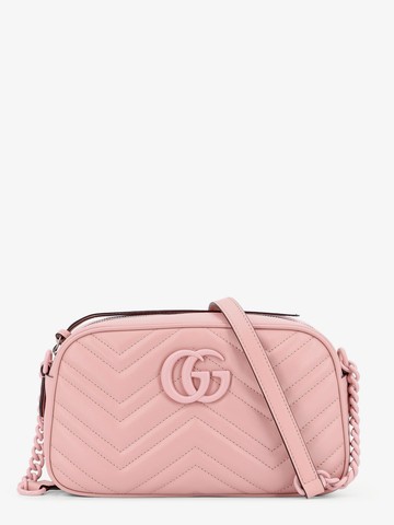 Matelassé leather shoulder bag with frontal gg logo - GUCCI - gender_Woman