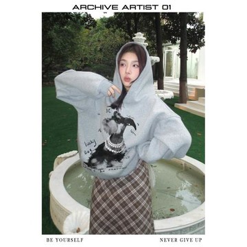 ARAR01 原創“雪納瑞波點小狗”連帽衛衣美式潮牌寬松秋男女同款
