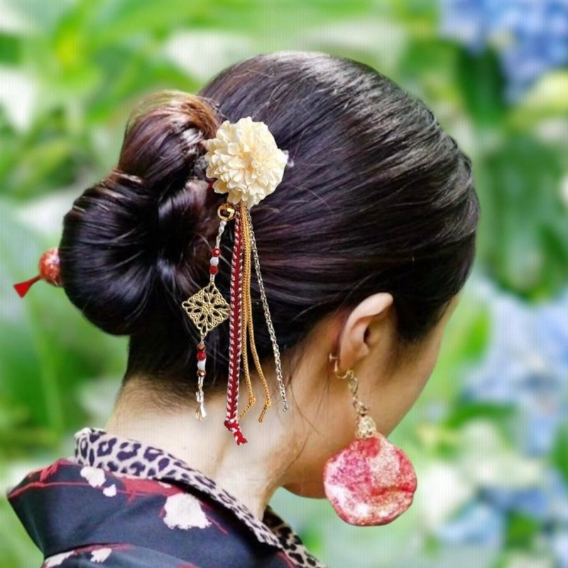髪飾り かんざし 浴衣 成人式 結婚式 お呼ばれ 参列 花 紫 はい