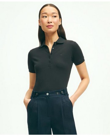 Brooks Brothers Women's Supima Cotton Stretch Pique Polo Shirt | Black | Size XL