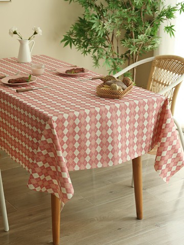 桌布防水防油防燙免洗ins風復古格子PVC輕奢高級感茶幾餐桌臺布