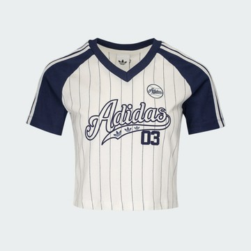 Adidas 愛迪達 Baseball Baby T LF6085 女 T恤 運動上衣 休閒短袖 白藍 亞版 短版
