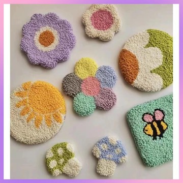 戳戳繡 diy杯墊 俄羅斯 戳戳繡 卡通 毛線杯墊 手工繡 diy材料包 創意 解壓 家居裝飾 擺件