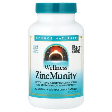 Source Naturals, Wellness ZincMunity™，120 粒素食膠囊