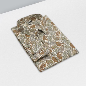 變形蟲卡奇花襯衫-溫暖大地色系每一抹顏色皆創造出豐富的層次感