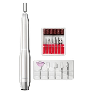 鋁合金便攜電動美甲機 附金屬打磨器 多功能套裝  1個  銀色