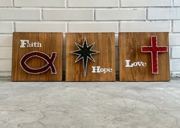 福音商品 信望愛三件組合 創意木作 不拆賣單一作品請另洽詢
