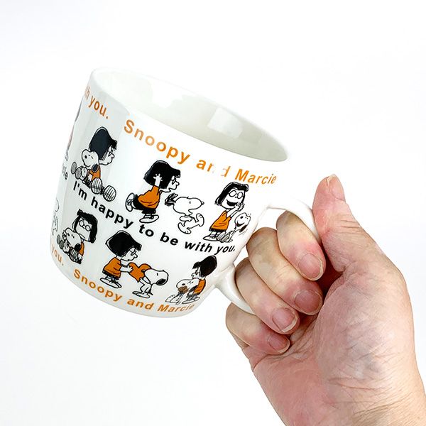 スヌーピー ほっこりマグ L （スヌーピー＆マーシー） オレンジ スープカップ 約380ml SNOOPY