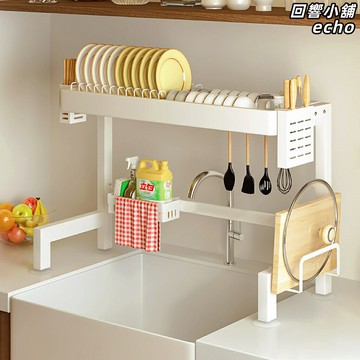 【檯面瀝水】水槽置物架 瀝水架 碗碟架 廚房收納架 碗盤架 筷子筒 多功能分區 可伸縮設計 不鏽鋼材質 水池旁碗筷收納