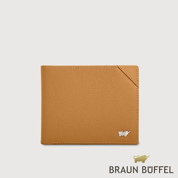 【BRAUN BUFFEL 德國小金牛】台灣總代理  斯萊特-A 4卡零錢袋皮夾-淺棕/BF565-315-CS