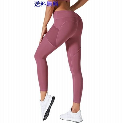 ヨガウェア レディース ストレッチ パンツ レギンス フィットネス スポーツ ランニング トレーニング タイツ 9分丈 吸汗速乾 M ピンク