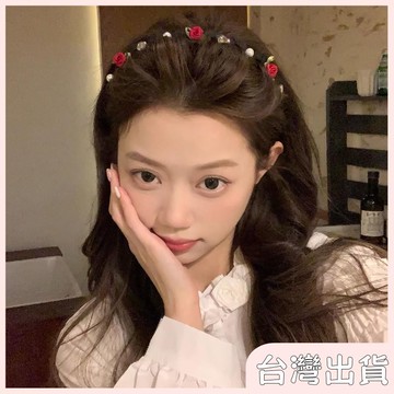 ✨臺灣出貨✨【飾飾如意】復古玫瑰花波浪髮箍氣質水鑽珍珠蓬鬆高顱頂帶齒頭箍防滑壓發發卡