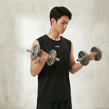 FILA 男無袖剪接透氣運動背心-黑色 1TKA-1300-BK