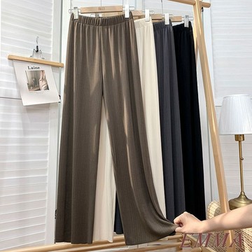 150公斤大碼胖mm 高腰顯瘦夏季薄款闊腿褲女 oversize 寬鬆垂感拖地直筒休閒長褲子 韓版簡約寬鬆百搭長褲闊腿褲