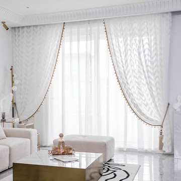 【台灣公司 可打統編】輕奢幾何波浪紗窗紗紗簾白色高檔客廳飄窗陽臺紗白紗窗簾紗水波紋 y8181