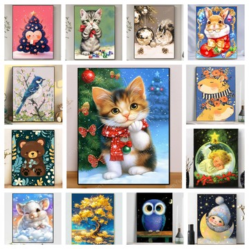 💛盒裝💛台灣現貨💛 新款5D鑽石畫 DIY鑽石貼畫 手工點鑽畫 立體貼鑽畫 手作 大幅 黏鑽畫 滿鑽 聖誕 水鑽貼畫