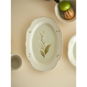 肆月北歐魚盤高級感家用陶瓷蒸魚盤子大號精致橢圓形裝魚盤高顏值