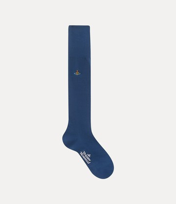 Vivienne Westwood Uni Colour Plain Knee High Socks Cotton Blue 9-11 Unisex