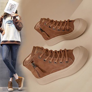 馬丁靴女大碼41一43秋冬季2025新款女靴子加絨女鞋高幫鞋真皮短靴