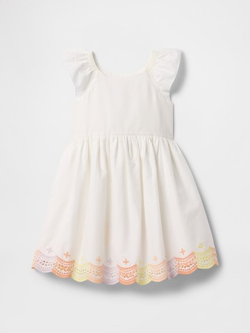 女幼童裝 刺繡圓領無袖洋裝-白色
