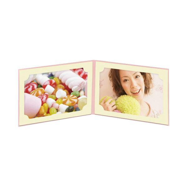 写真用紙 (まとめ)ハクバ写真産業 お手軽写真台紙ランス 2面ポストカード横PK ピンク(×20)